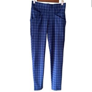 Betabrand Blue Plaid Window Pane Pants Size Small Long